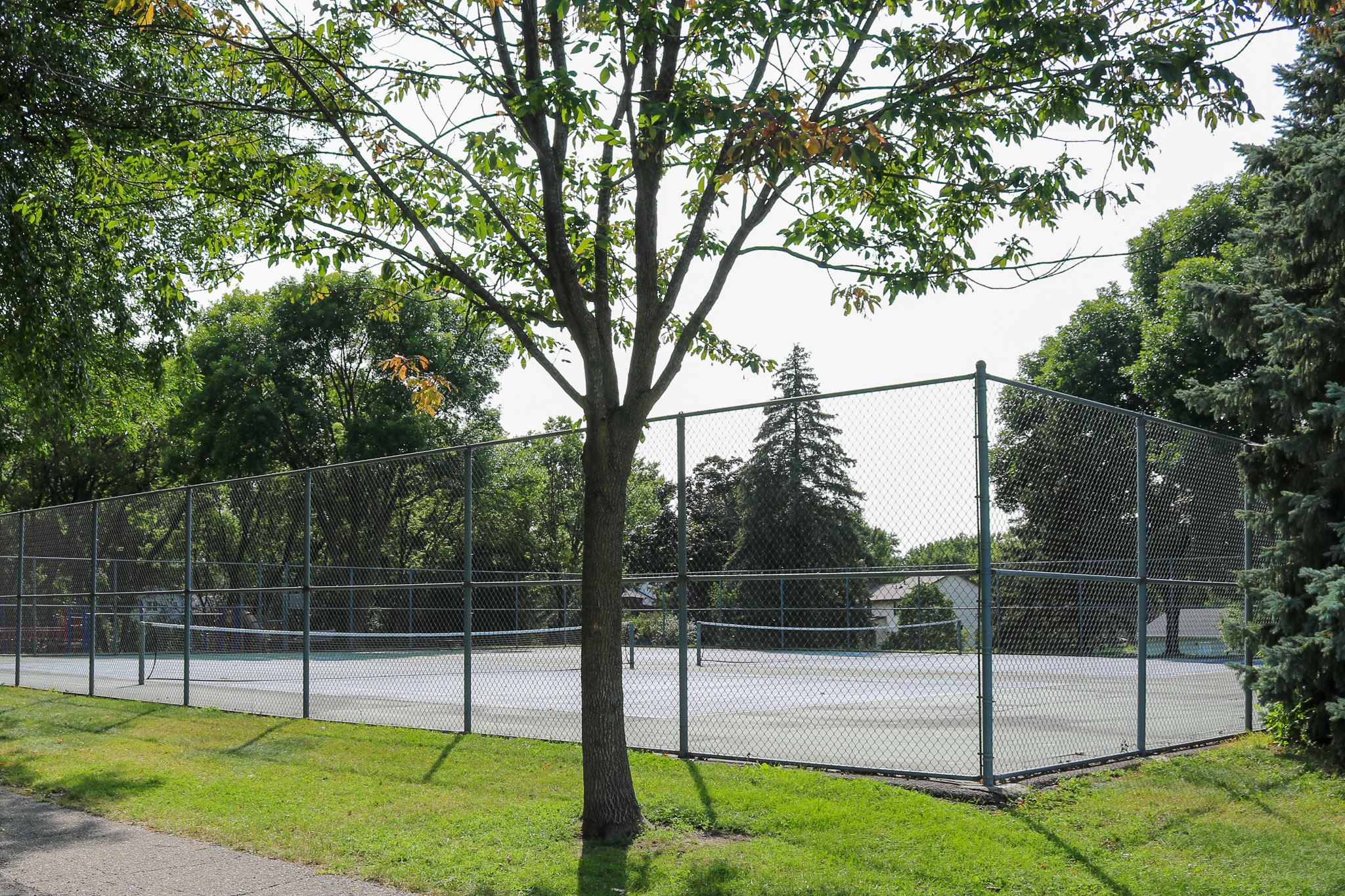 Colonial Park tennis courts surrounded by trees