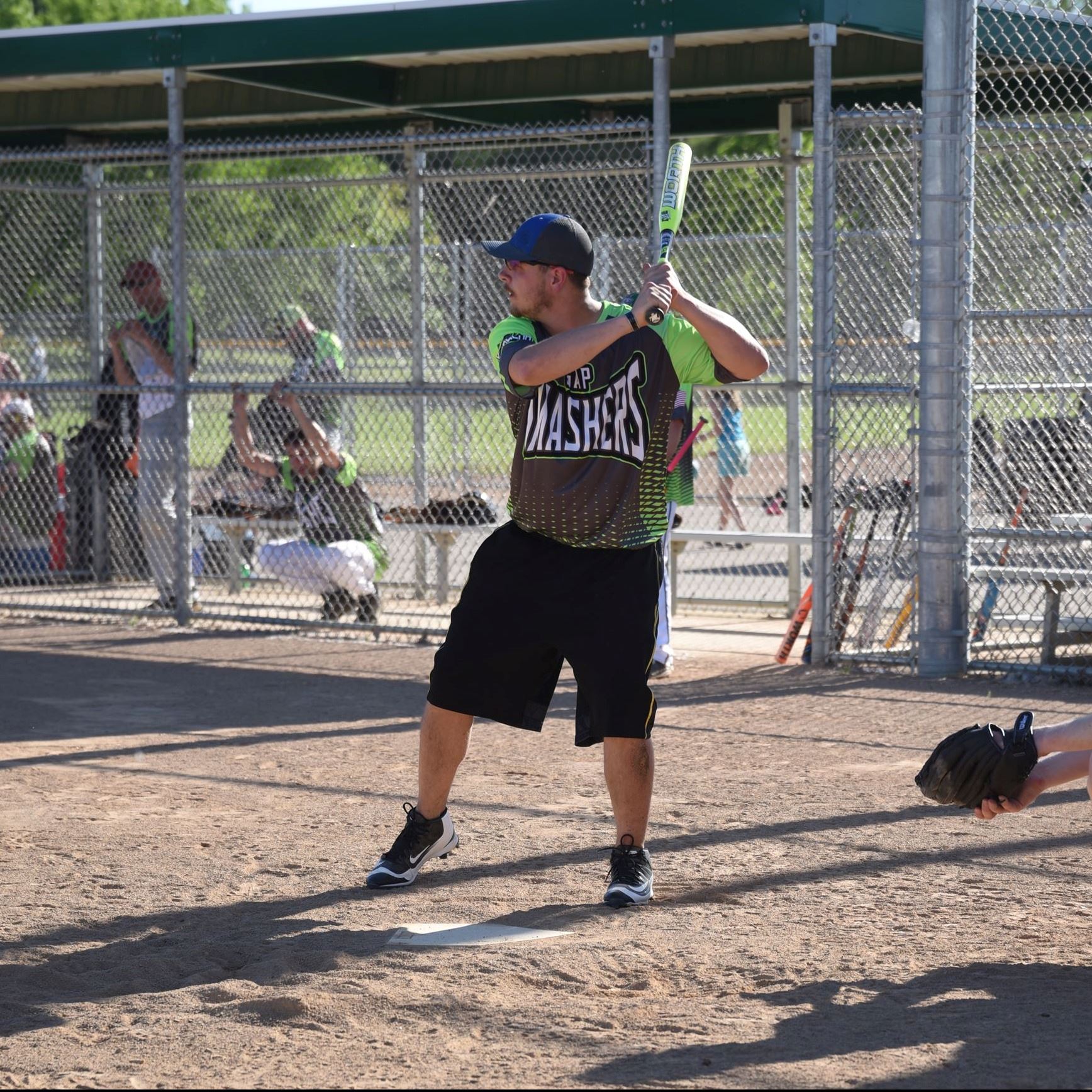 softball player at bat