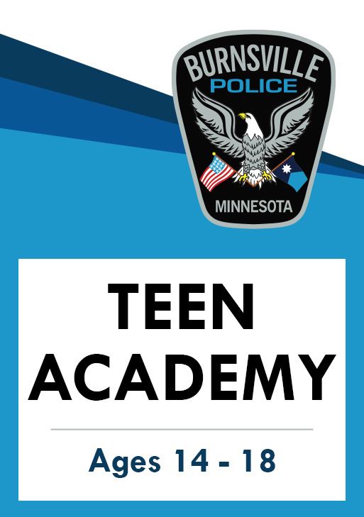 Teen Academy poster with police patch and ages 14-18 text
