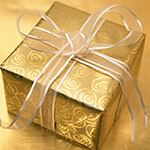Gift wrapped in gold paper