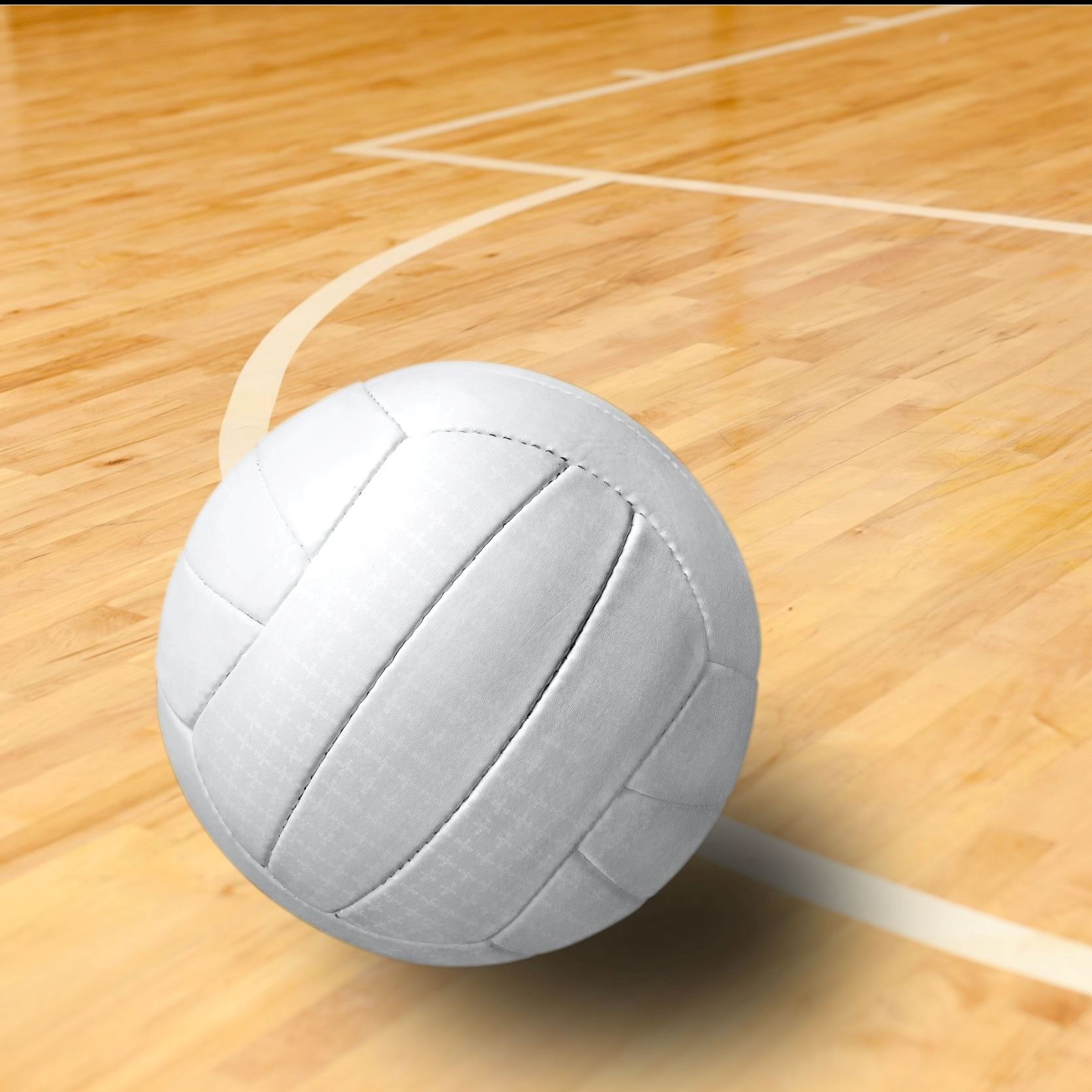 Volleyball on hardwood floor