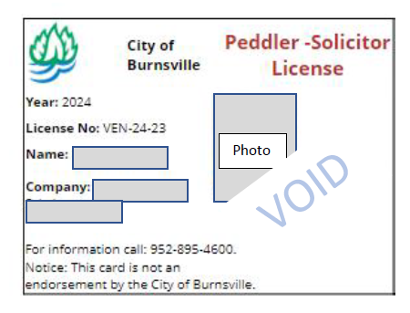 Peddler/Solicitor license