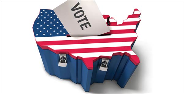 Vote going into a United States shaped vote submission lock box